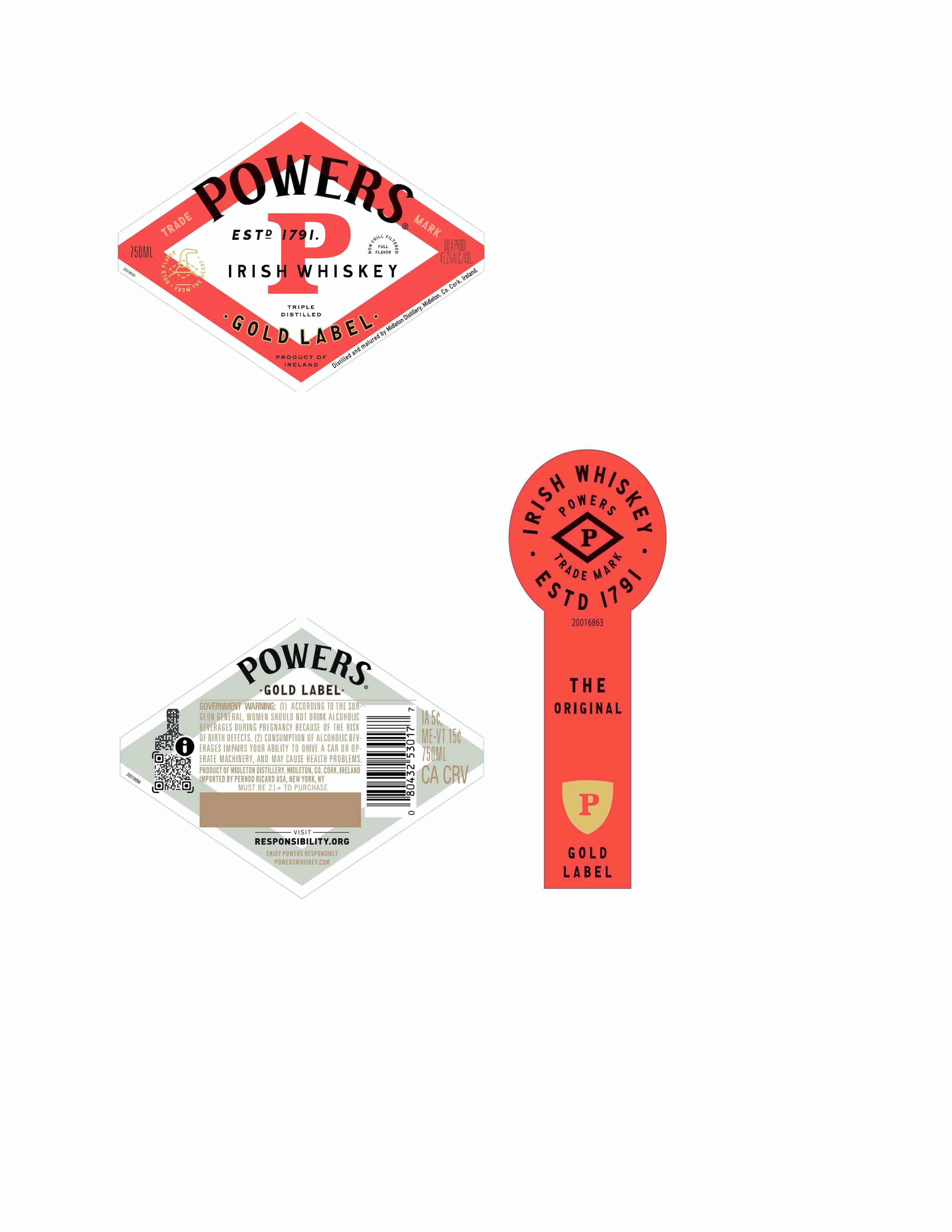 TABC label artwork for Powers Gold
