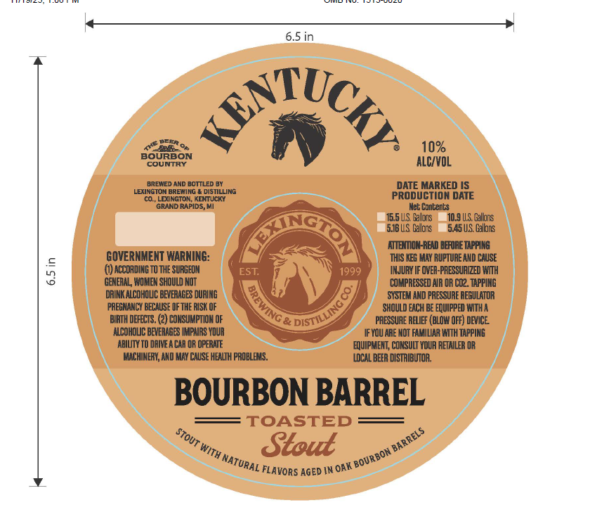 TABC label artwork for Kentucky Bourbon Barrel Toasted Stout