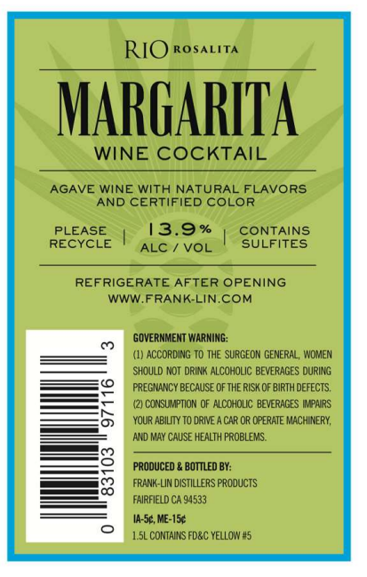 TABC label artwork for Rio Rosalita Lime Margarita
