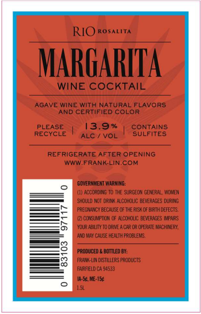 TABC label artwork for Rio Rosalita Strawberry Margarita