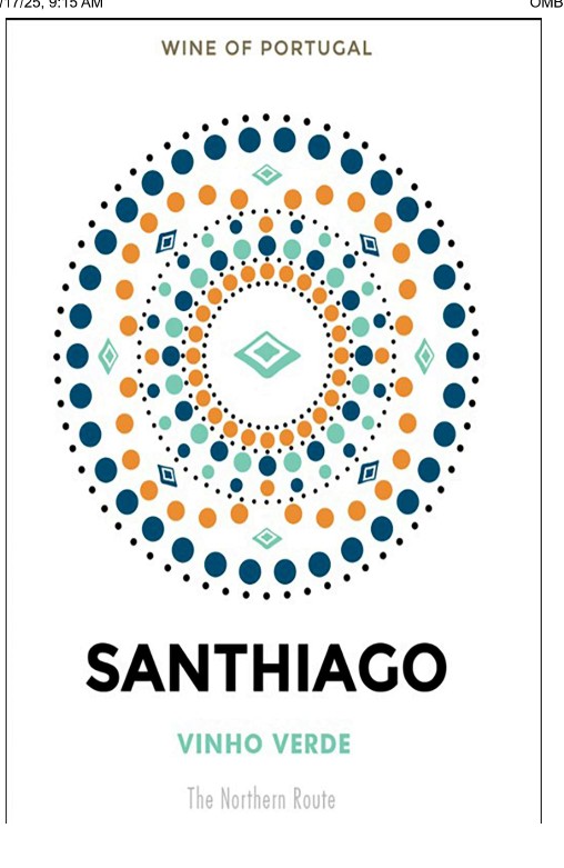 TABC label artwork for Santhiago Vinho Verde