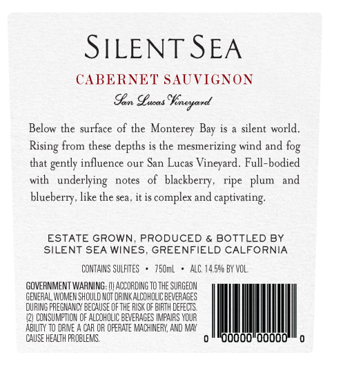 TABC label artwork for Silent Sea Cabernet Sauvignon