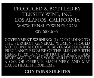TABC label artwork for Tensley P2KV Colson Canyon Grenache Syrah