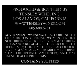 TABC label artwork for Tensley P2KV Rousanne Viognier