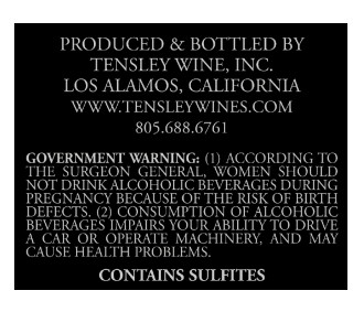 TABC label artwork for Tensley P2KV Zaca Mesa Grenache Syrah Mourvèdre