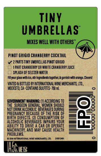 TABC label artwork for Tiny Umbrellas Pinot Grigio