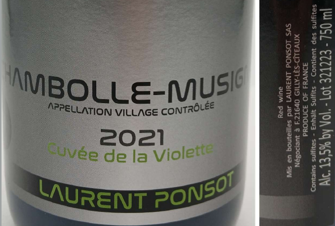 TABC label artwork for LAURENT PONSOT CUVEE DE LA VIOLETTE
