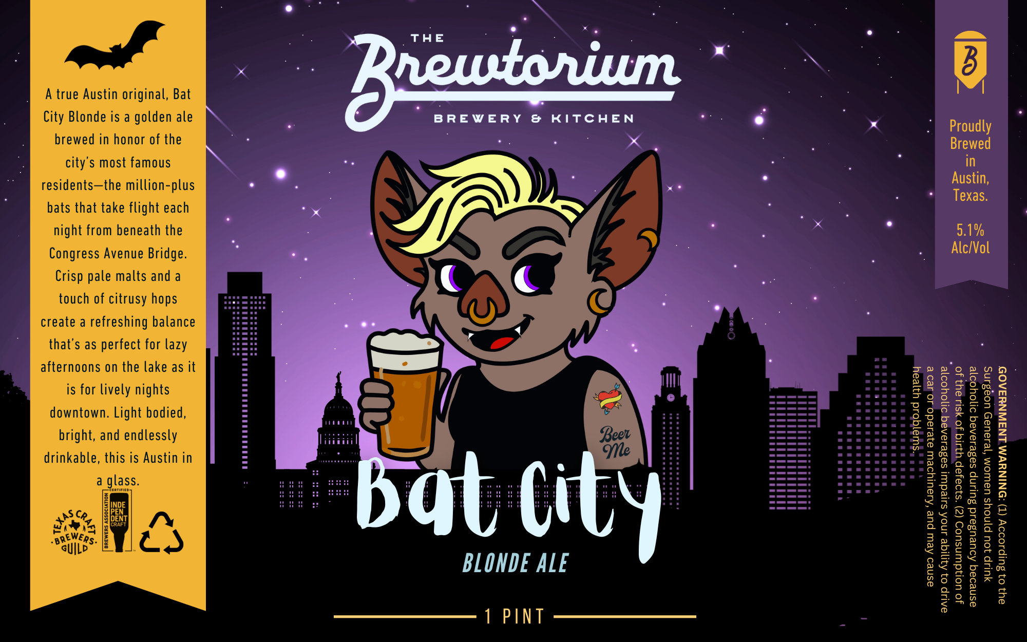 TABC label artwork for Bat City Blonde