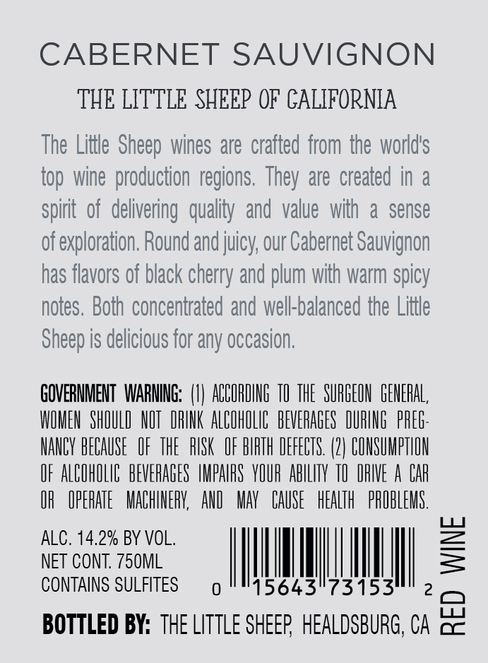 TABC label artwork for The Little Sheep of California Cabernet Sauvignon