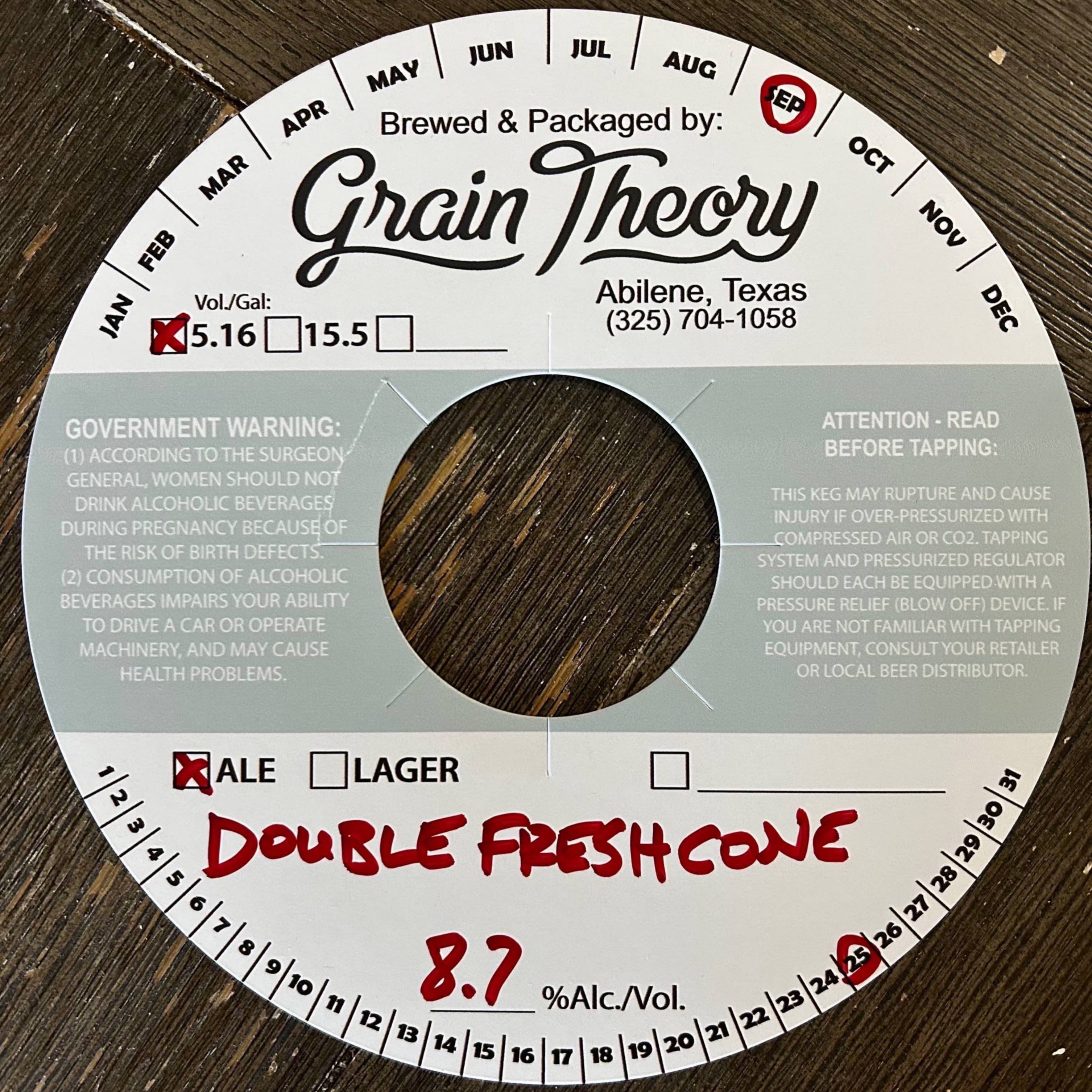 TABC label artwork for DOUBLE FRESH CONE