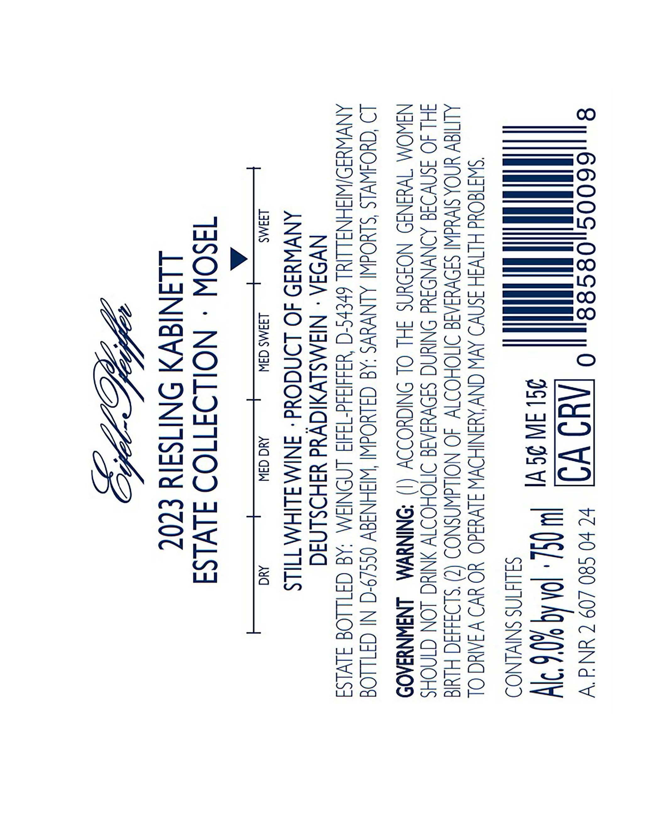 TABC label artwork for Eifel-Pfeiffer Estate Collection Riesling Kabinett