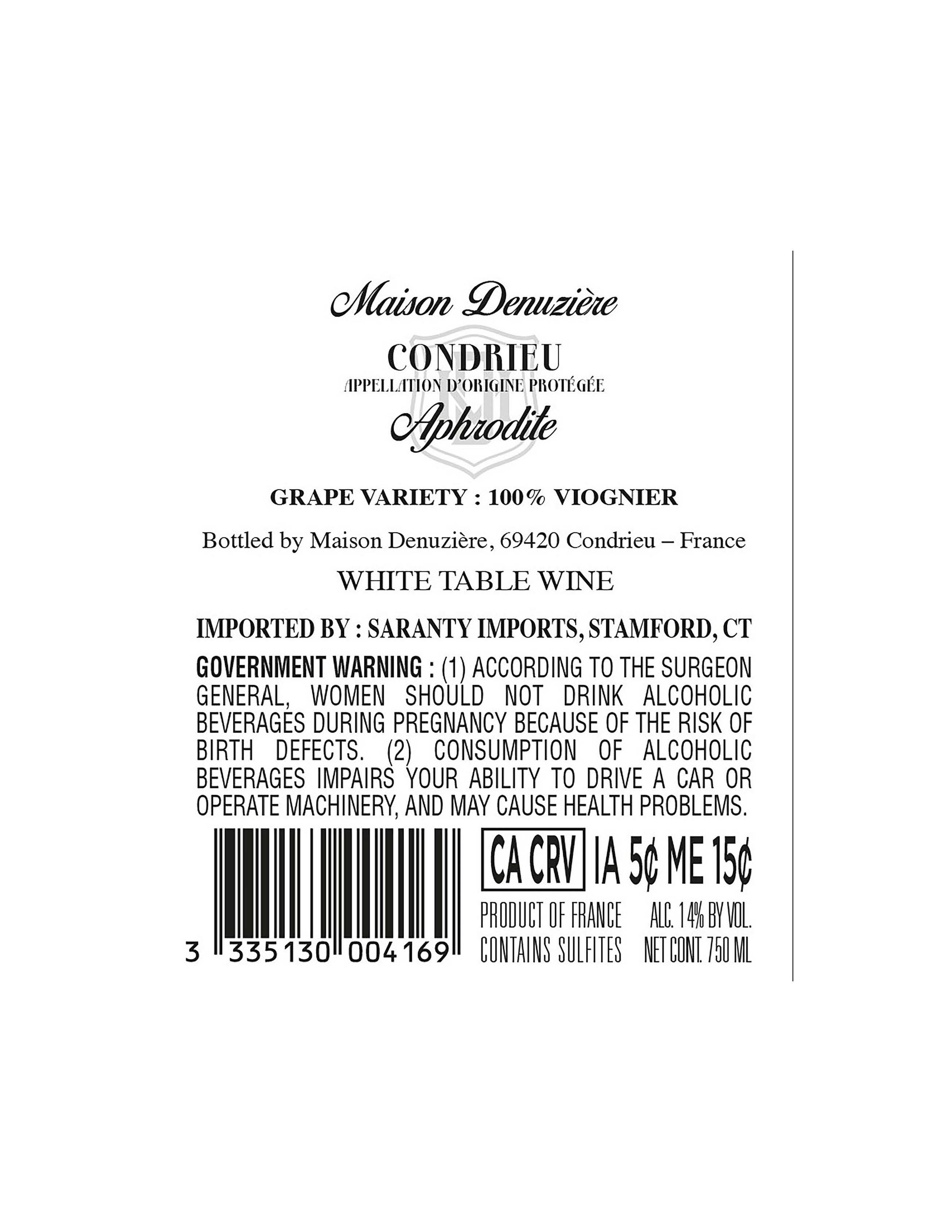 TABC label artwork for Maison Denuziere Condrieu Aphrodite