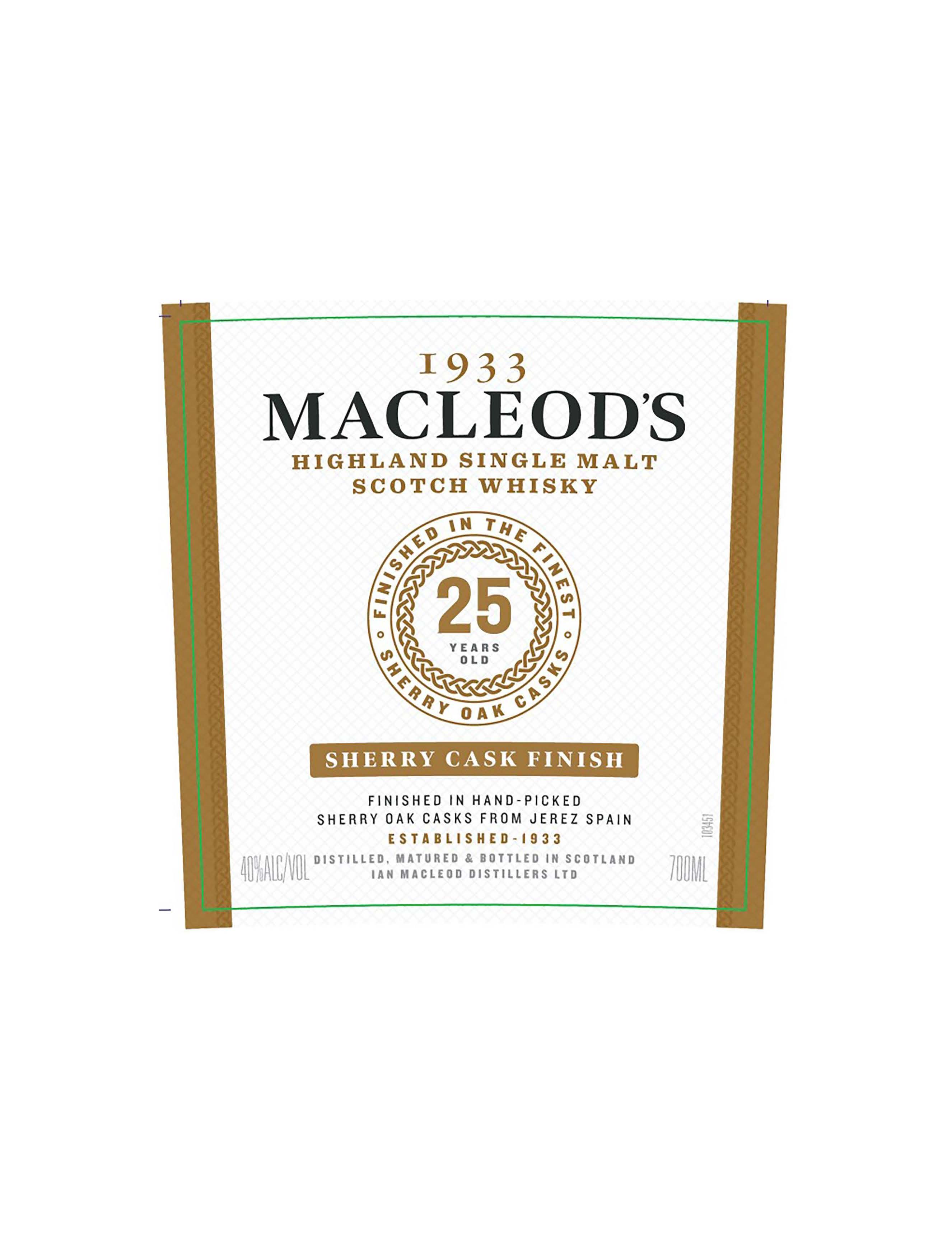 TABC label artwork for 1933 Macleod’s 25Yr Sherry Cask SM