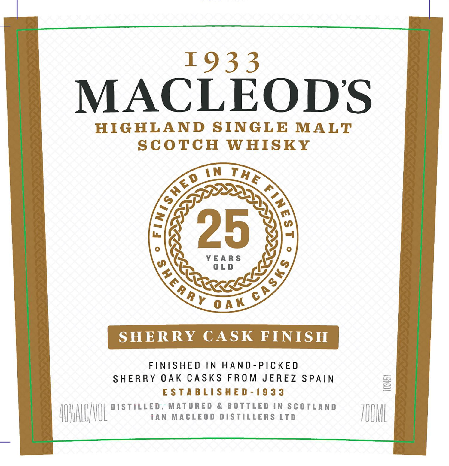 TABC label artwork for 1933 Macleod’s 25Yr Sherry Cask SM