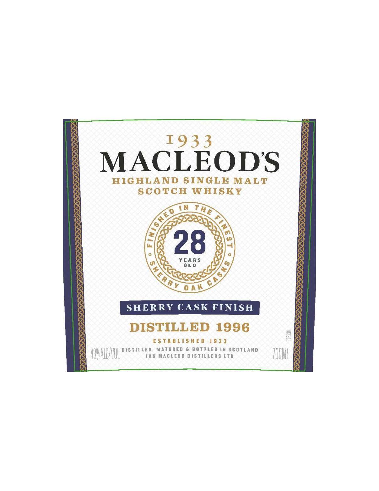 TABC label artwork for 1933 Macleod’s 28Yr Sherry Cask SM