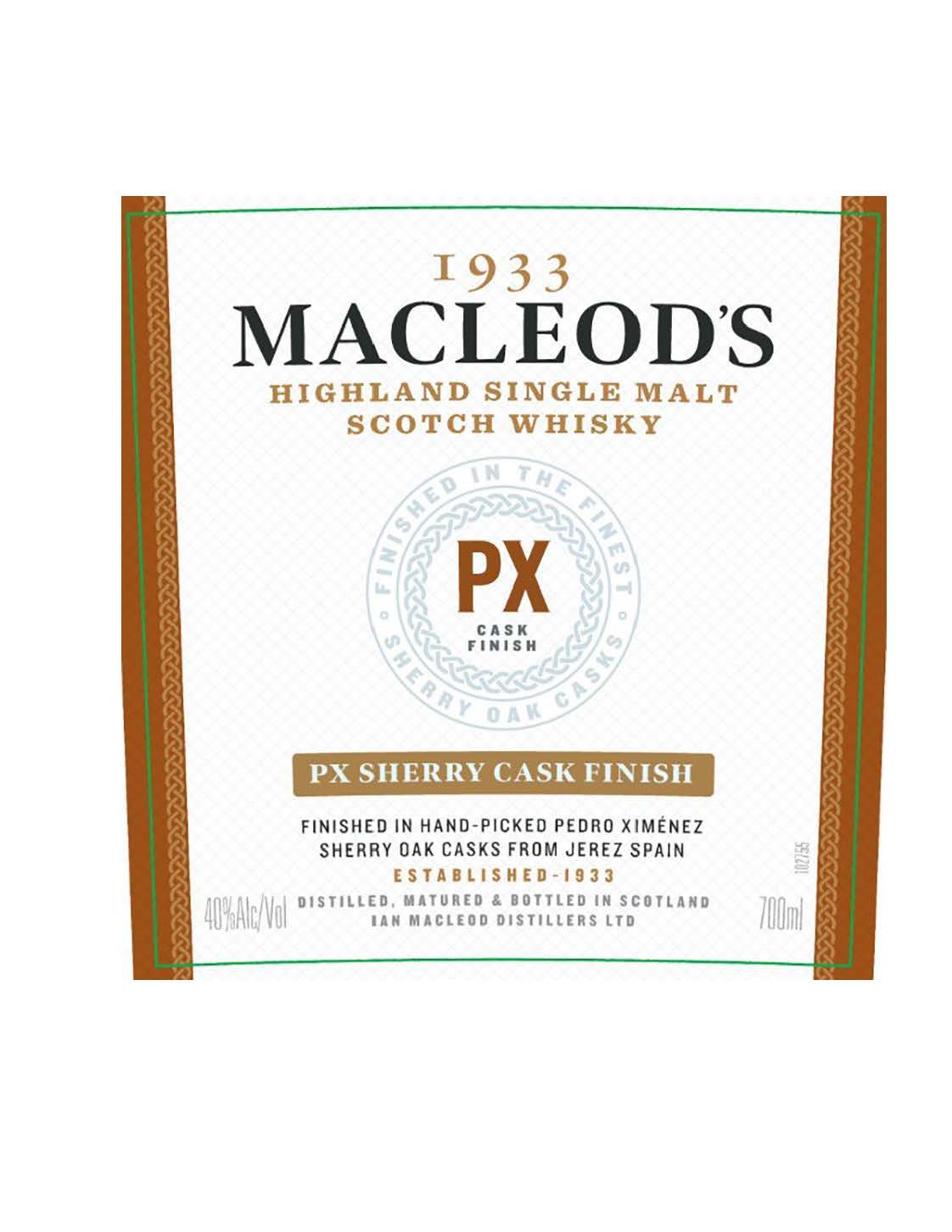 TABC label artwork for 1933 Macleod’s PX Sherry Cask SM