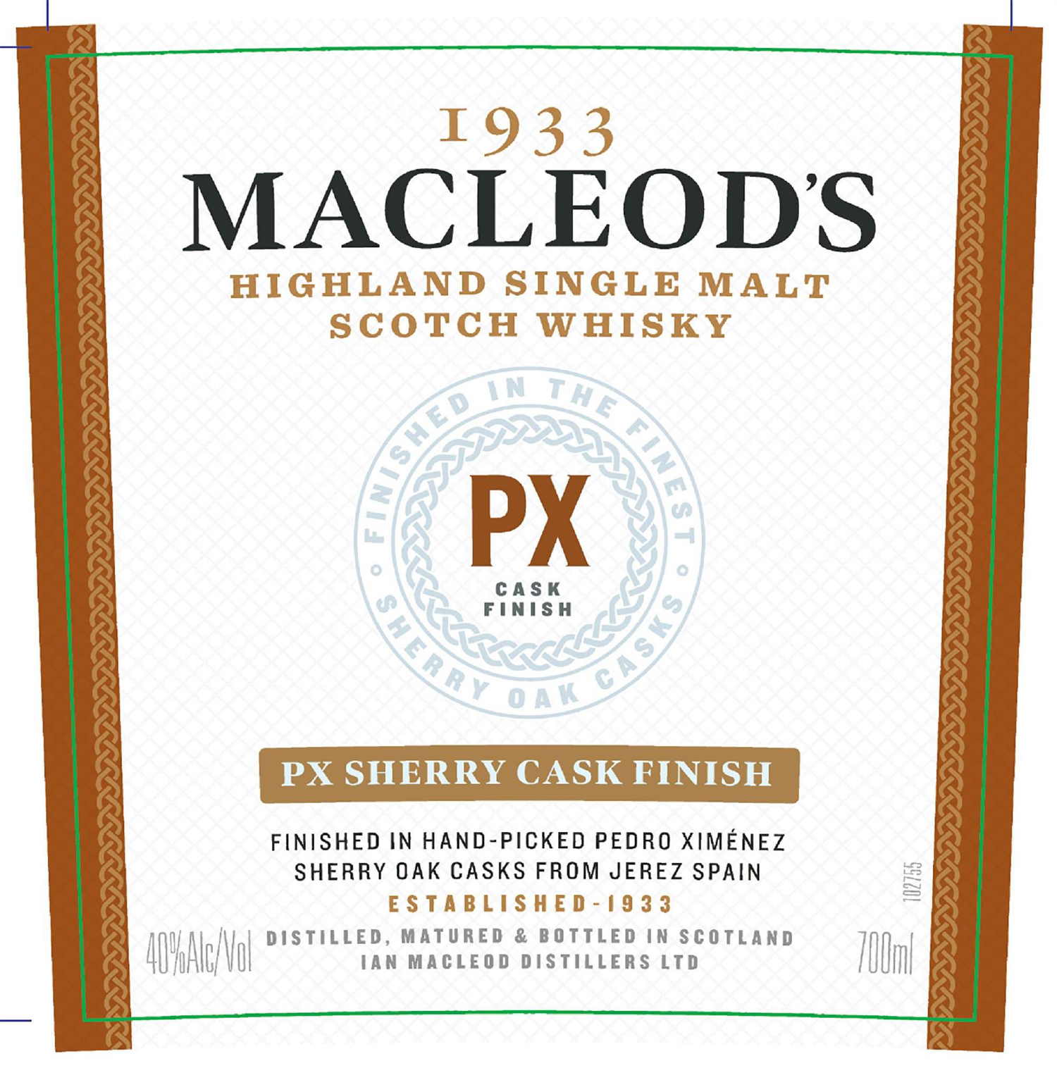 TABC label artwork for 1933 Macleod’s PX Sherry Cask SM