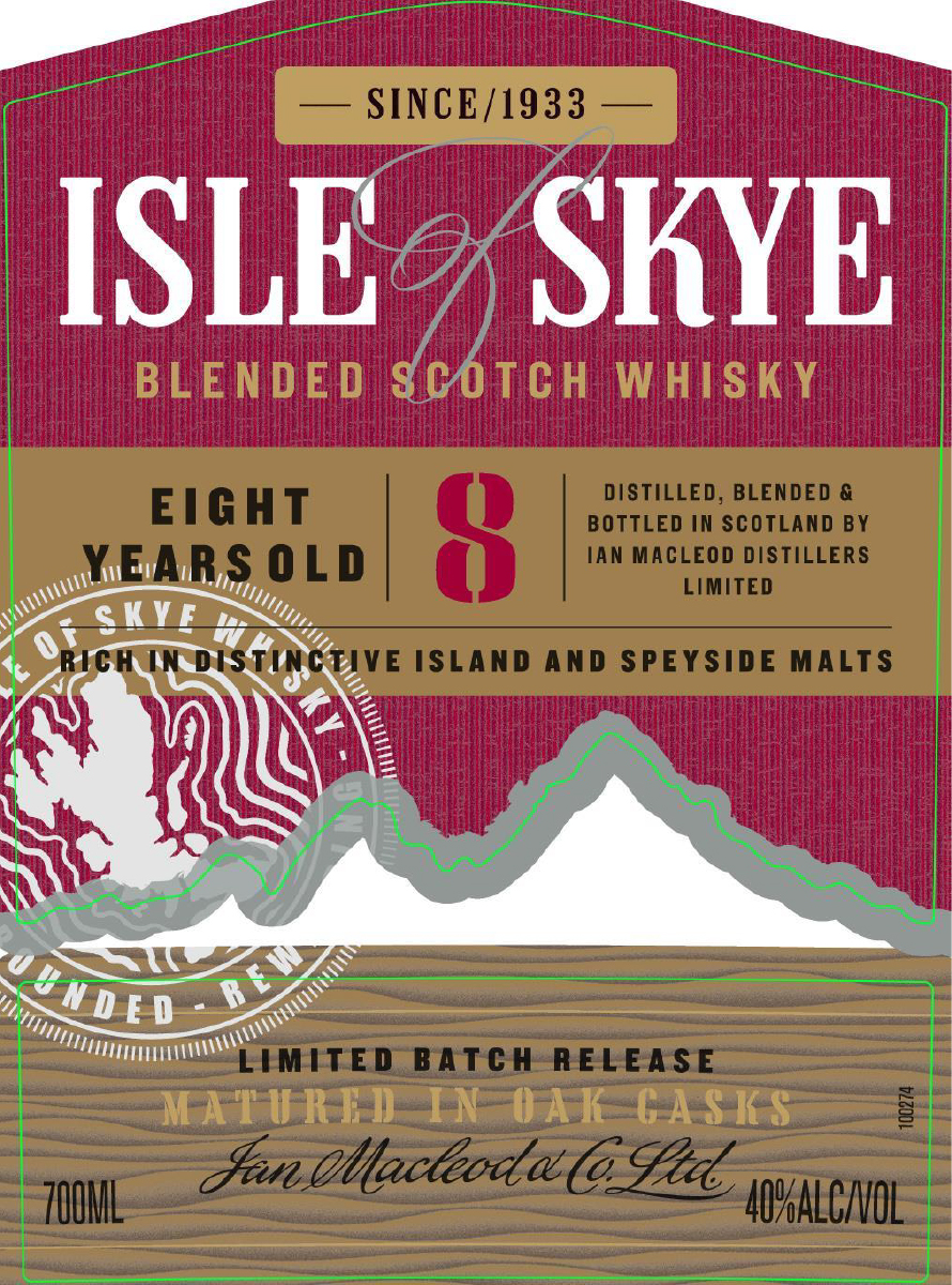 TABC label artwork for Isle of Skye 8Yr Scotch Whisky