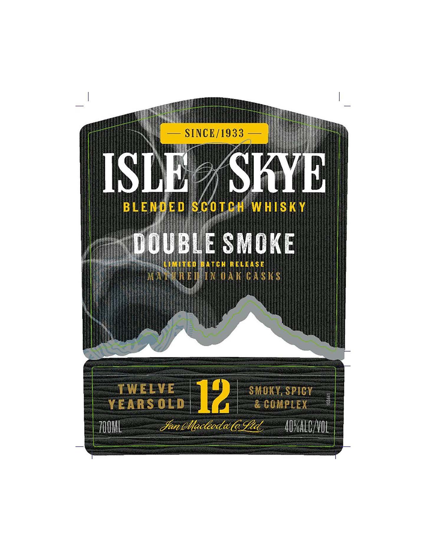 TABC label artwork for Isle of Skye 12Yr Dbl Smoke Scotch