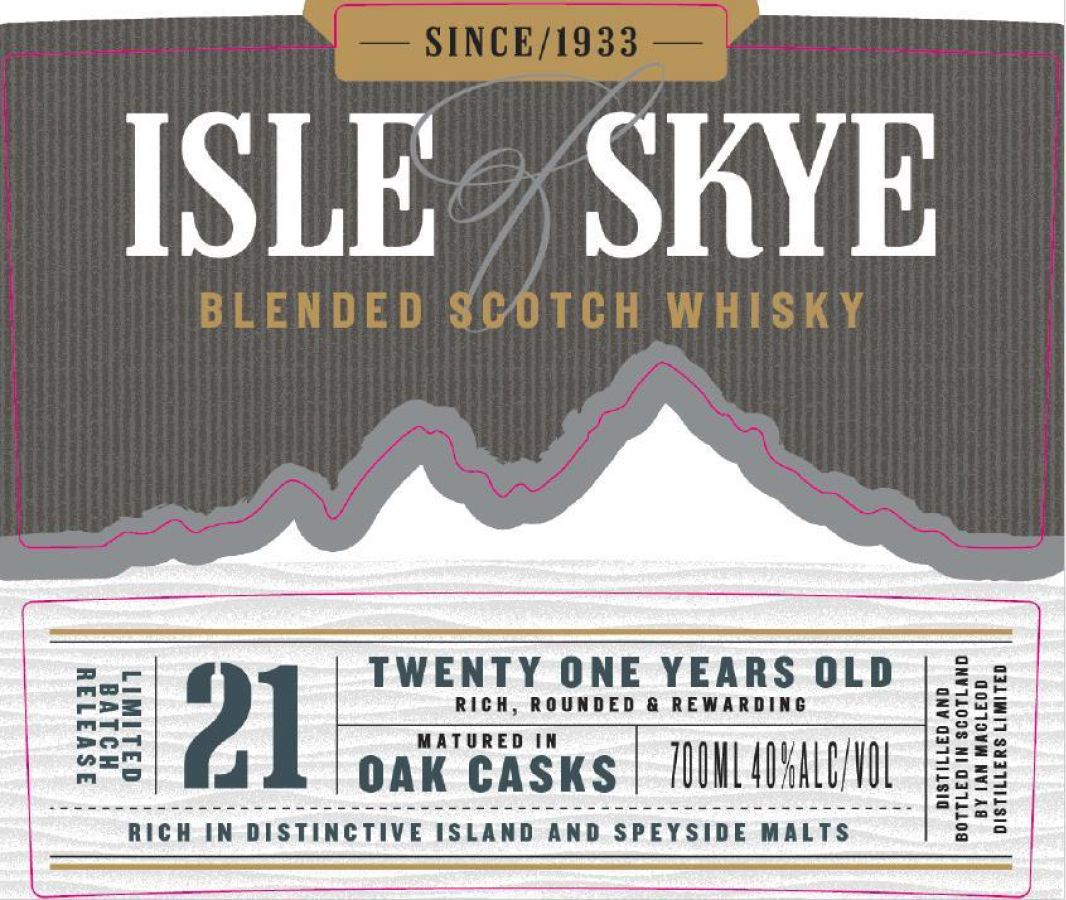 TABC label artwork for Isle of Skye 21Yr Scotch Whisky