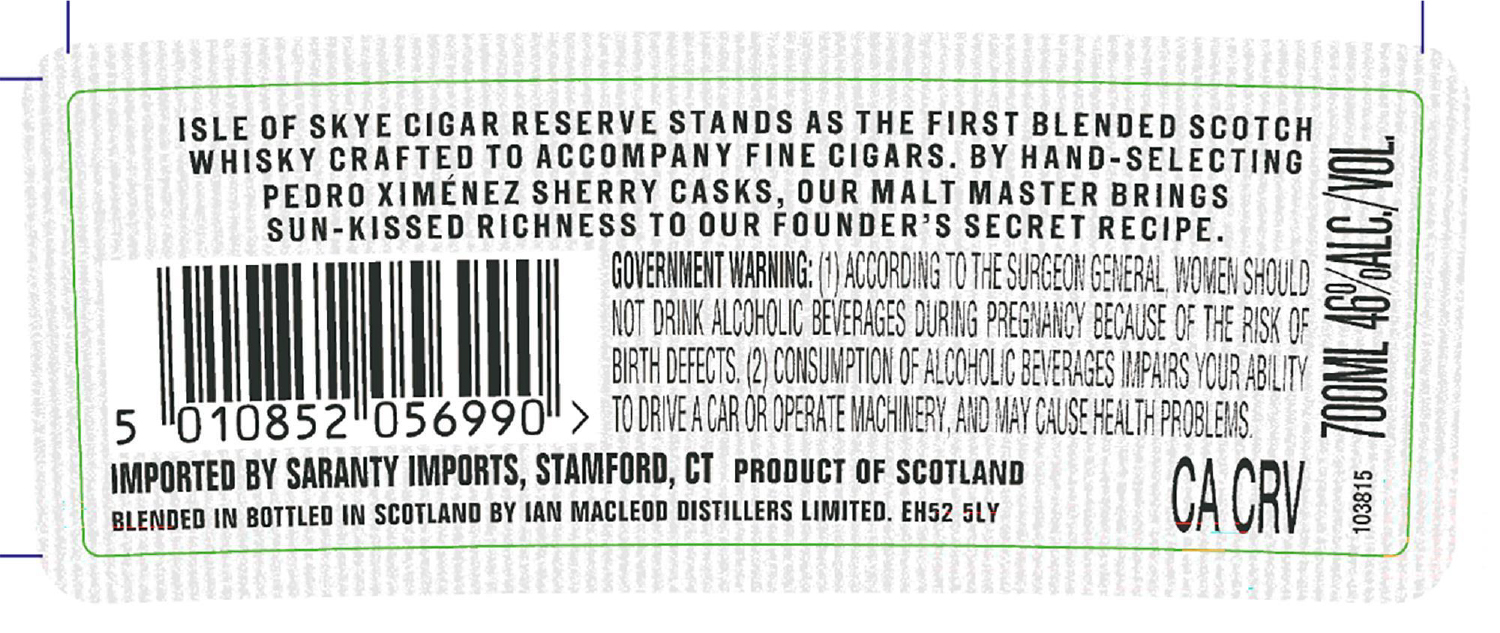 TABC label artwork for Isle of Skye Cigar Reserve Sctch