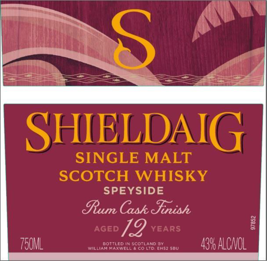 TABC label artwork for Shieldaig 12yr Rum Cask Finish