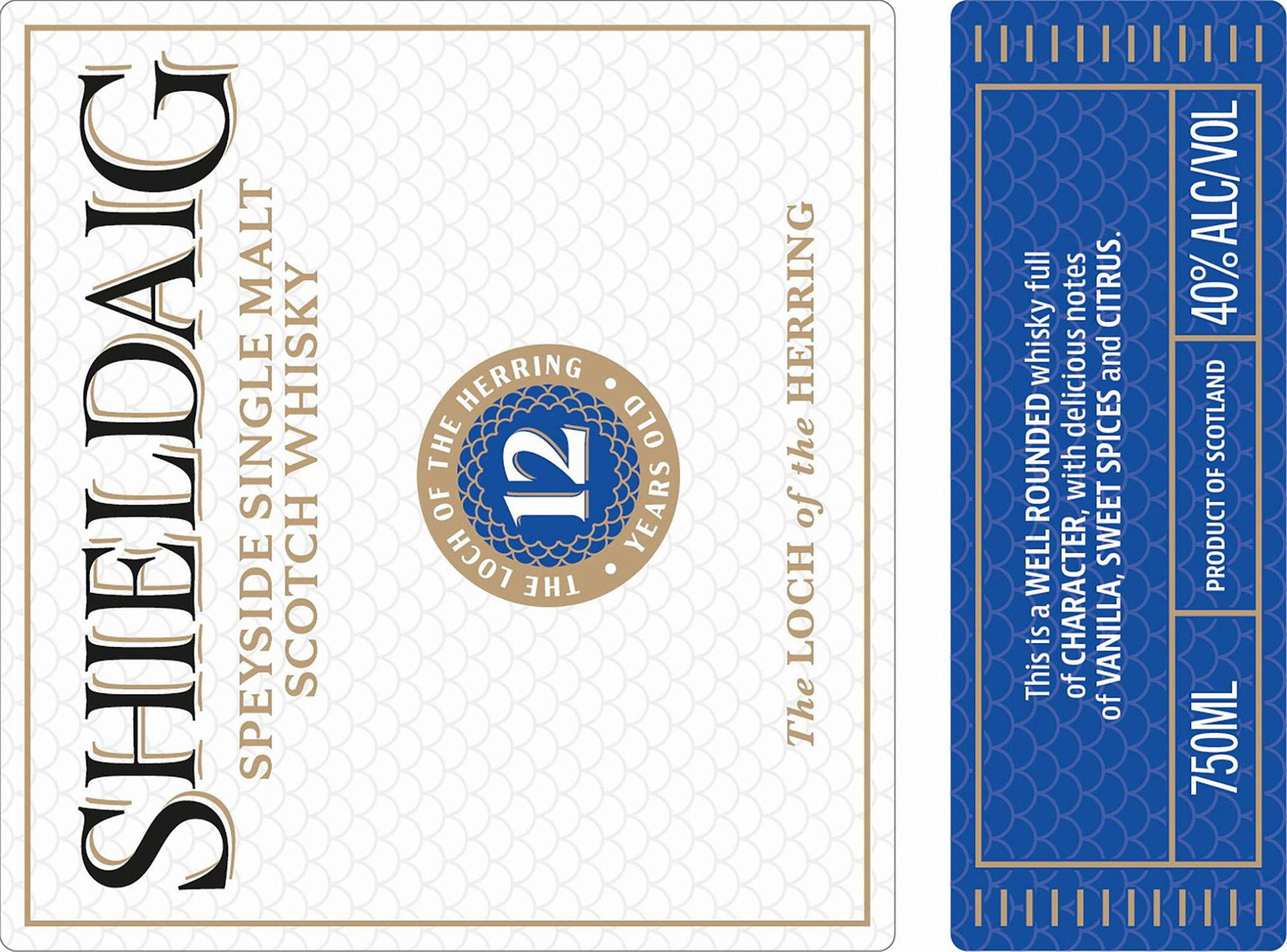 TABC label artwork for Shieldaig Speyside Sin Malt 12Yr