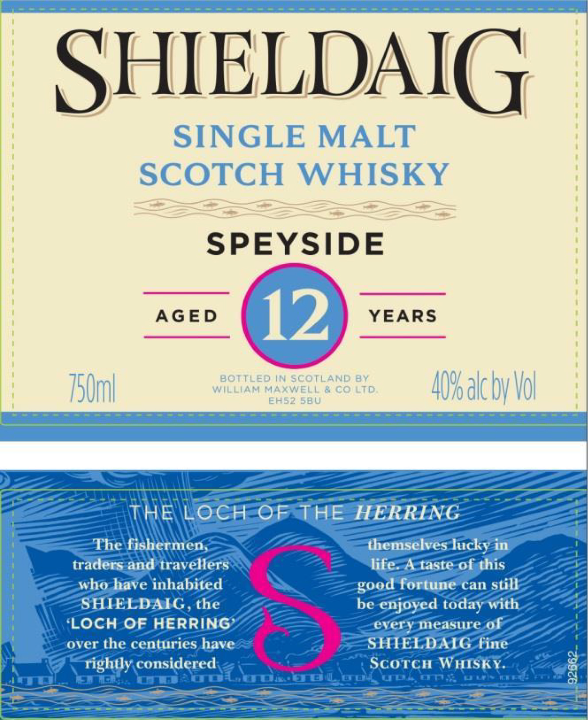 TABC label artwork for Shieldaig Speyside Sin Malt 12Yr