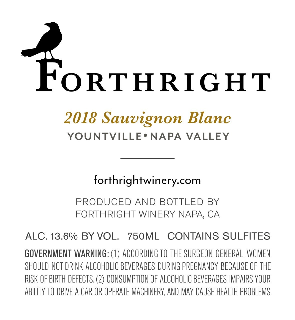 TABC label artwork for 2018 Forthright Sauvignon Blanc