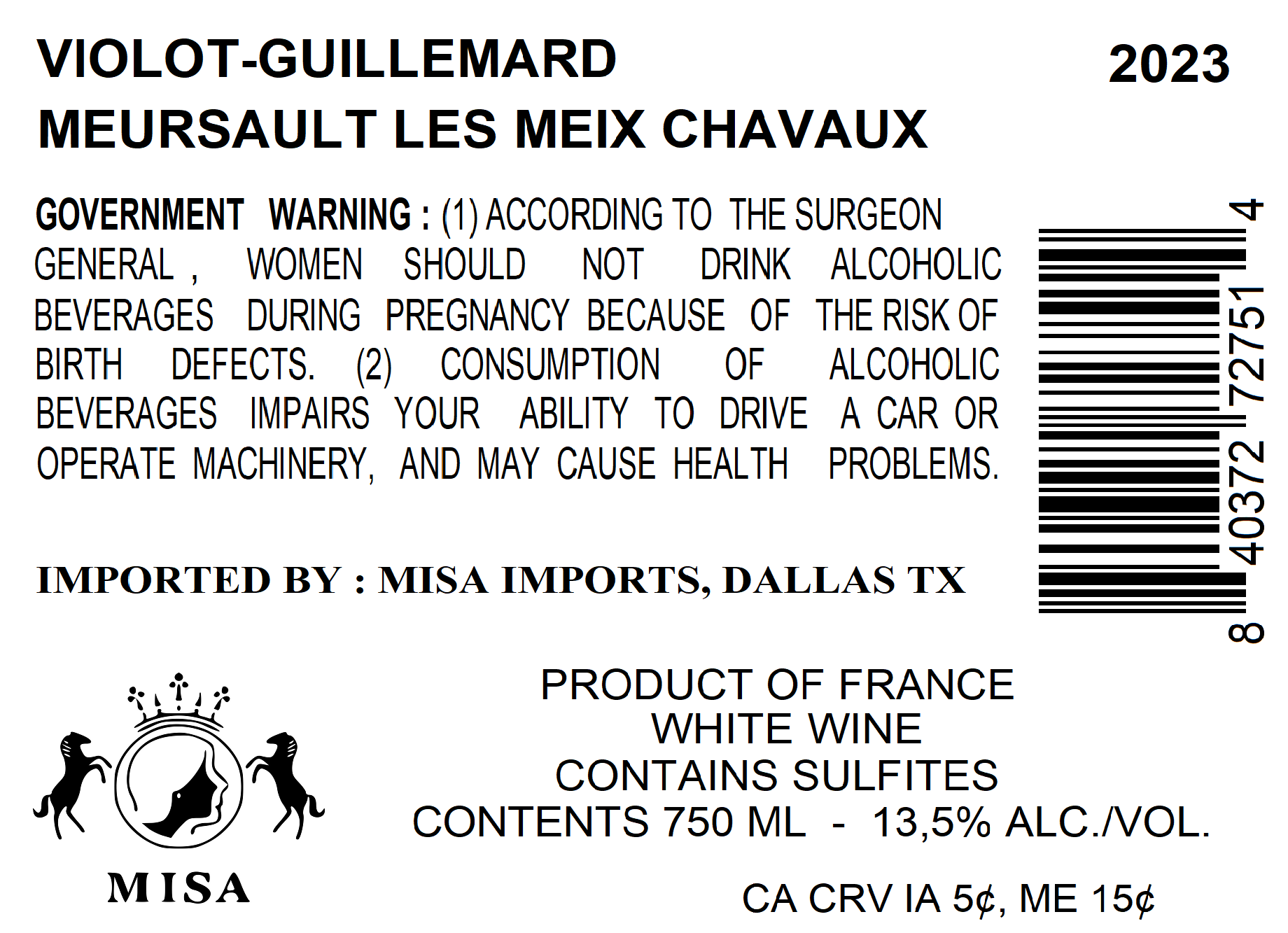 TABC label artwork for VIOLOT-GUILLEMARD LES MEIX CHAVAUX
