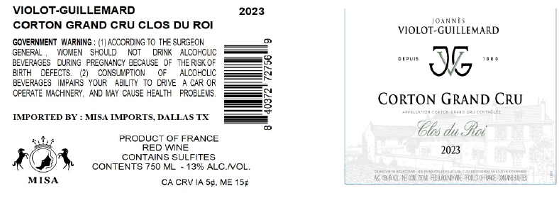 TABC label artwork for VIOLOT-GUILLEMARD CLOS DU ROI
