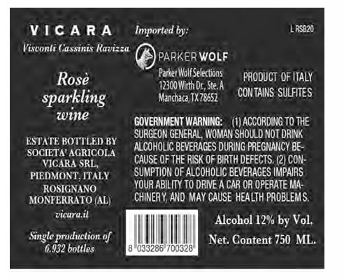 TABC label artwork for VICARA DOMINO BRUT ROSE