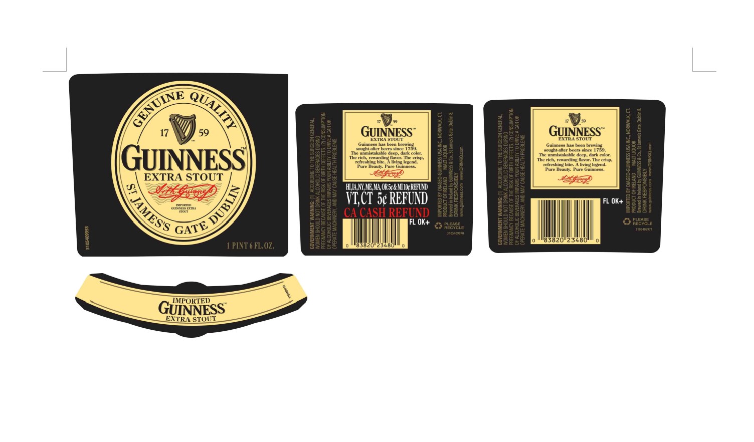 TABC label artwork for Guinness Extra Stout