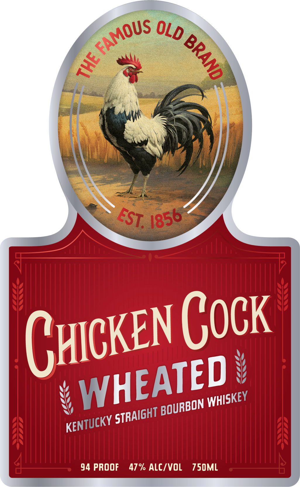 TABC label artwork for Chicken Cock Wheated Kentucky Straight Bourbon Whiskey