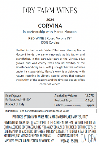 TABC label artwork for Marco Mosconi Corvina Rosso Verona IGT