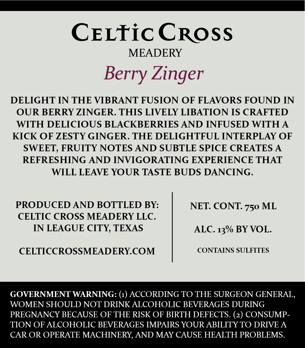 TABC label artwork for CELTIC CROSS MEADERY BERRY ZINGER