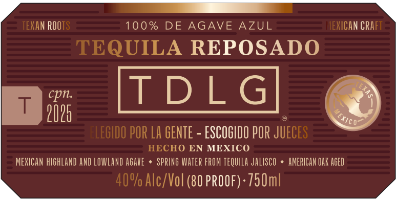TABC label artwork for Tequila De La Gente TDLG Reposado 100% Agave Azul