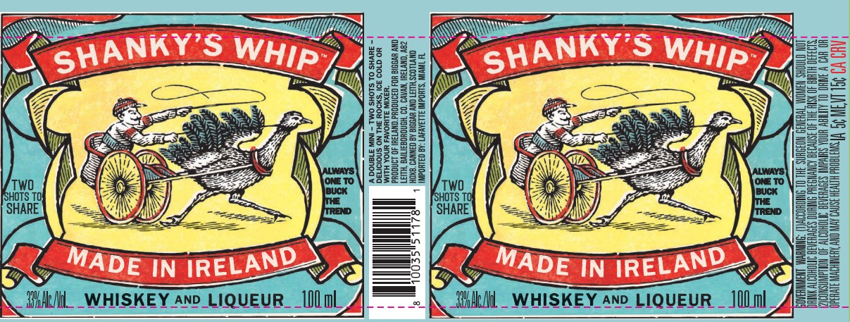 TABC label artwork for Shanky's Whip Whiskey And Liqueur Two Shots To Share