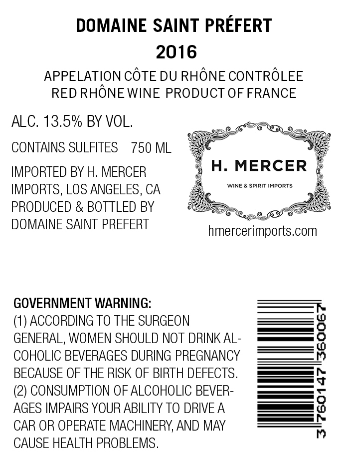 TABC label artwork for DOMAINE SAINT PREFERT COTES DU RHONE