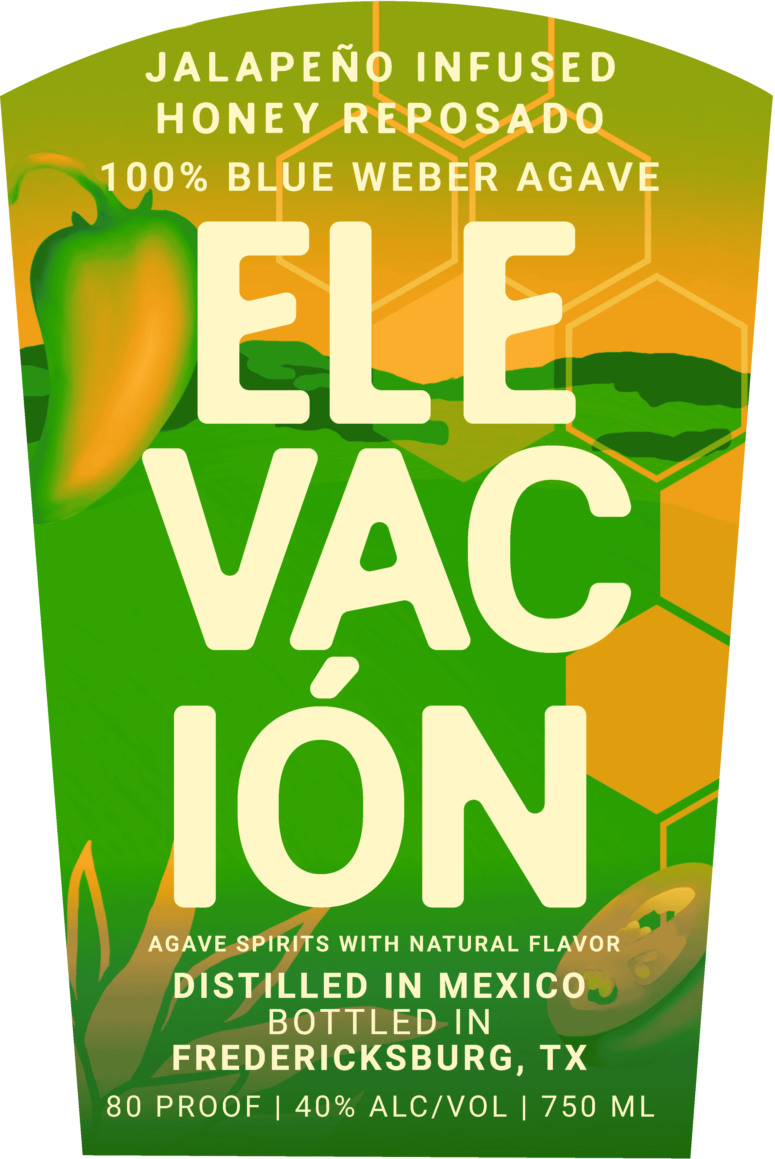 TABC label artwork for Elevacion - Jalapeno Infused Honey Reposado