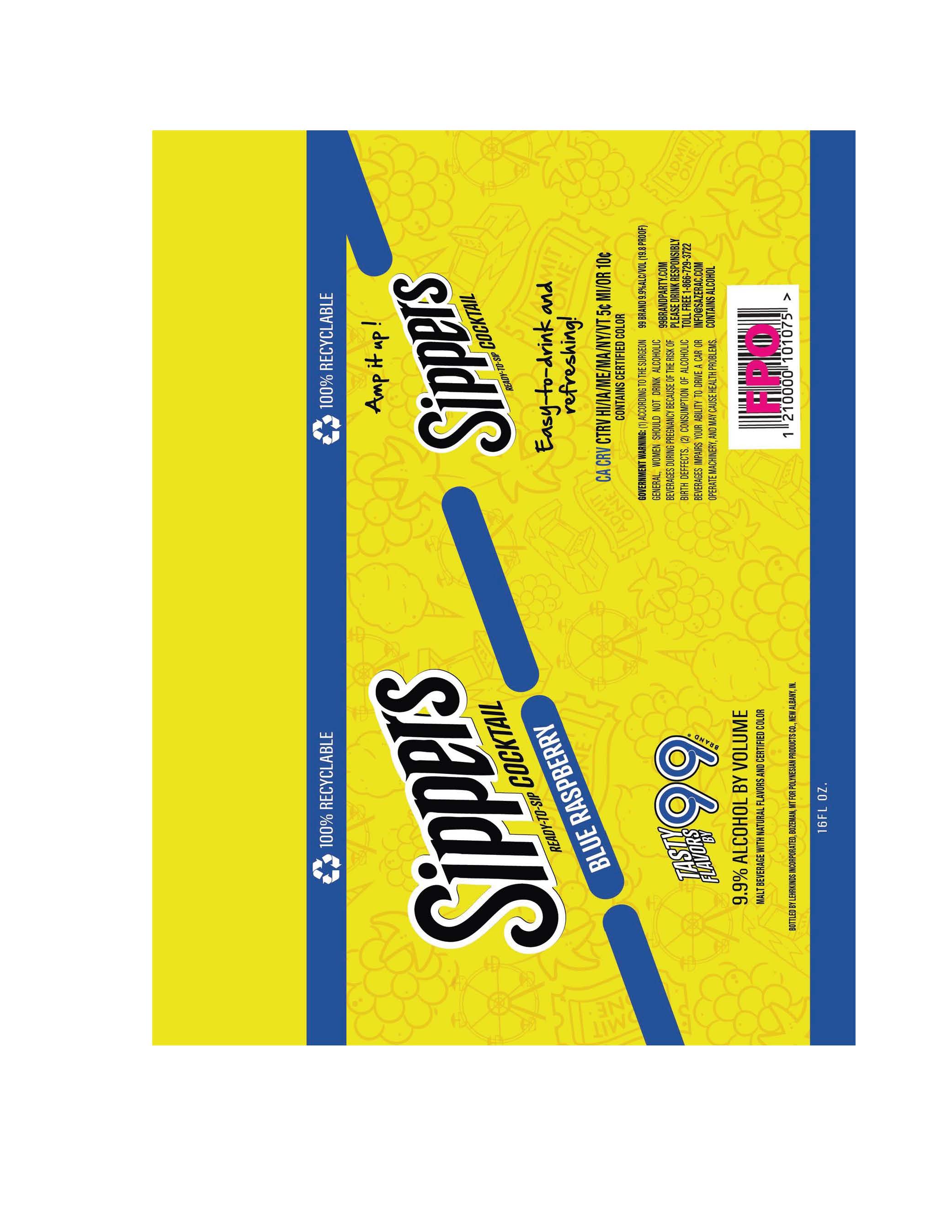 TABC label artwork for Sippers Blue Raspberry Ready-to-Sip Cocktail