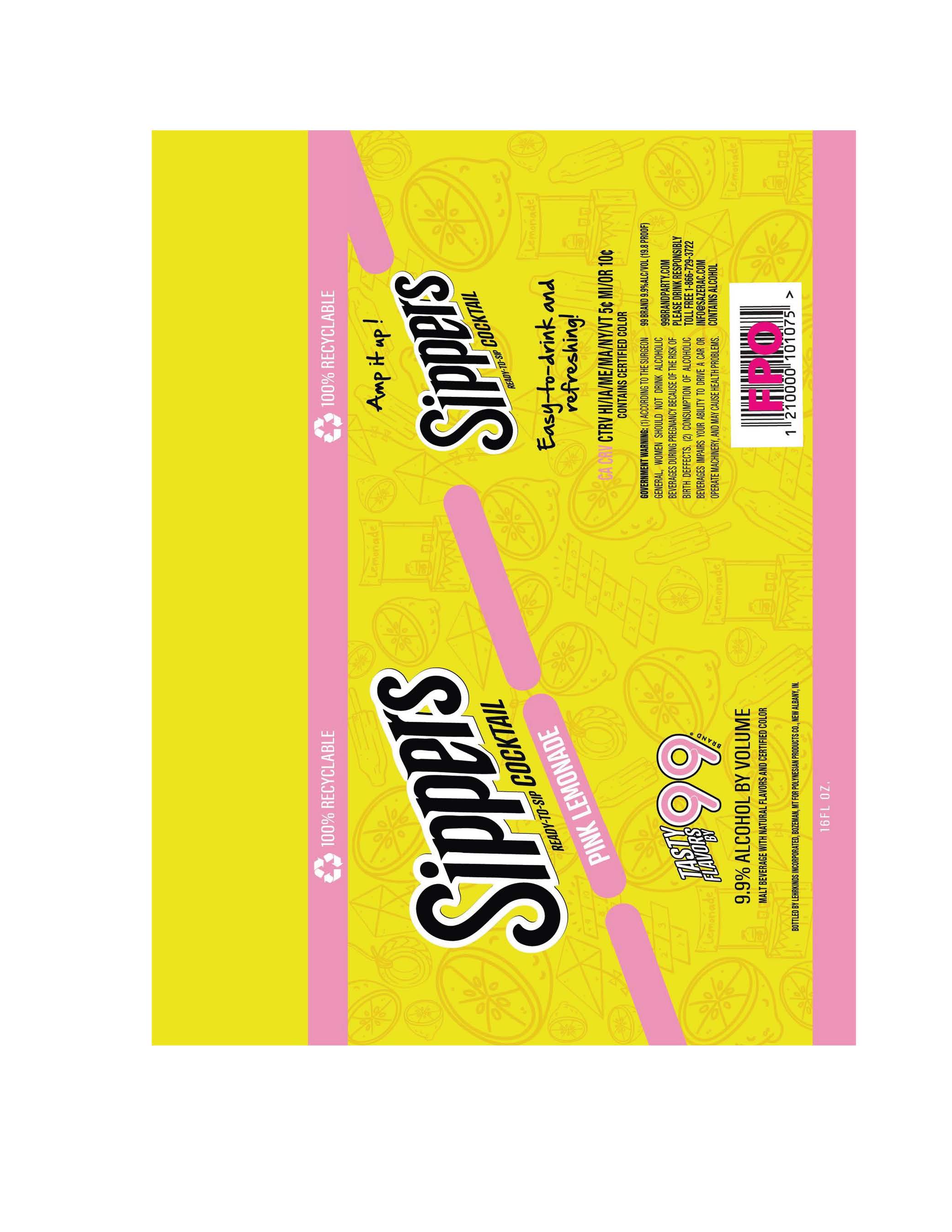 TABC label artwork for Sippers Blue Pink Lemonade Ready-to-Sip Cocktail
