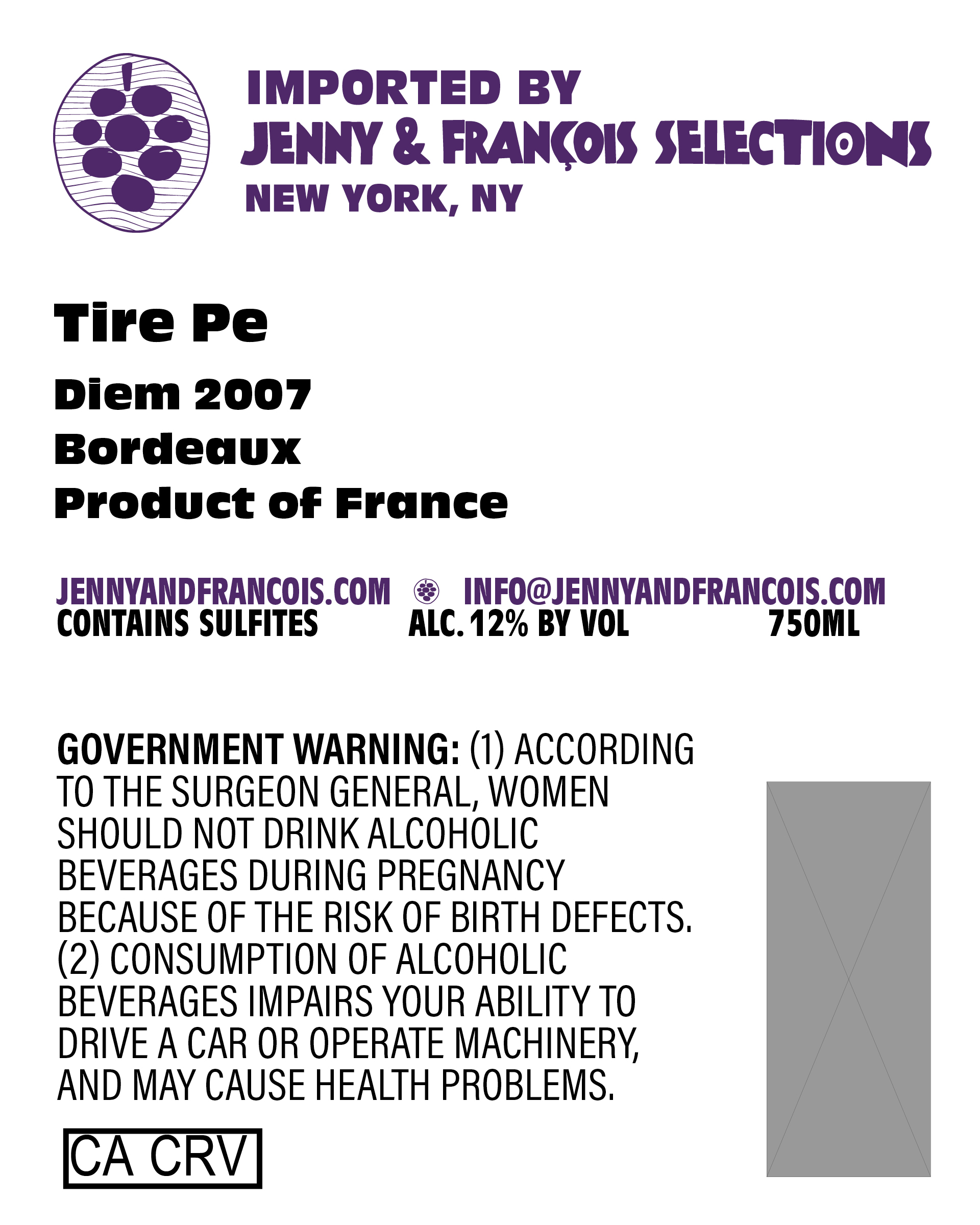 TABC label artwork for Tire Pe, Tire Pe Diem