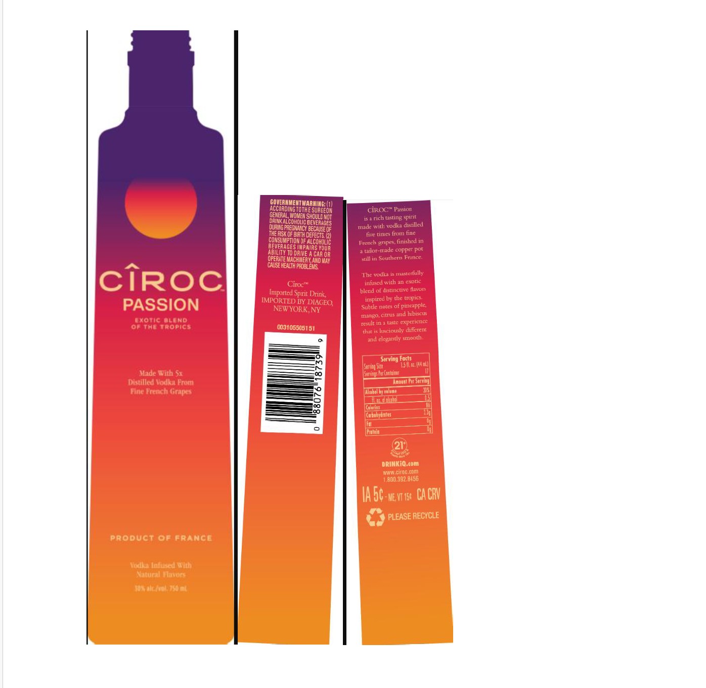 TABC label artwork for CIROC Passion