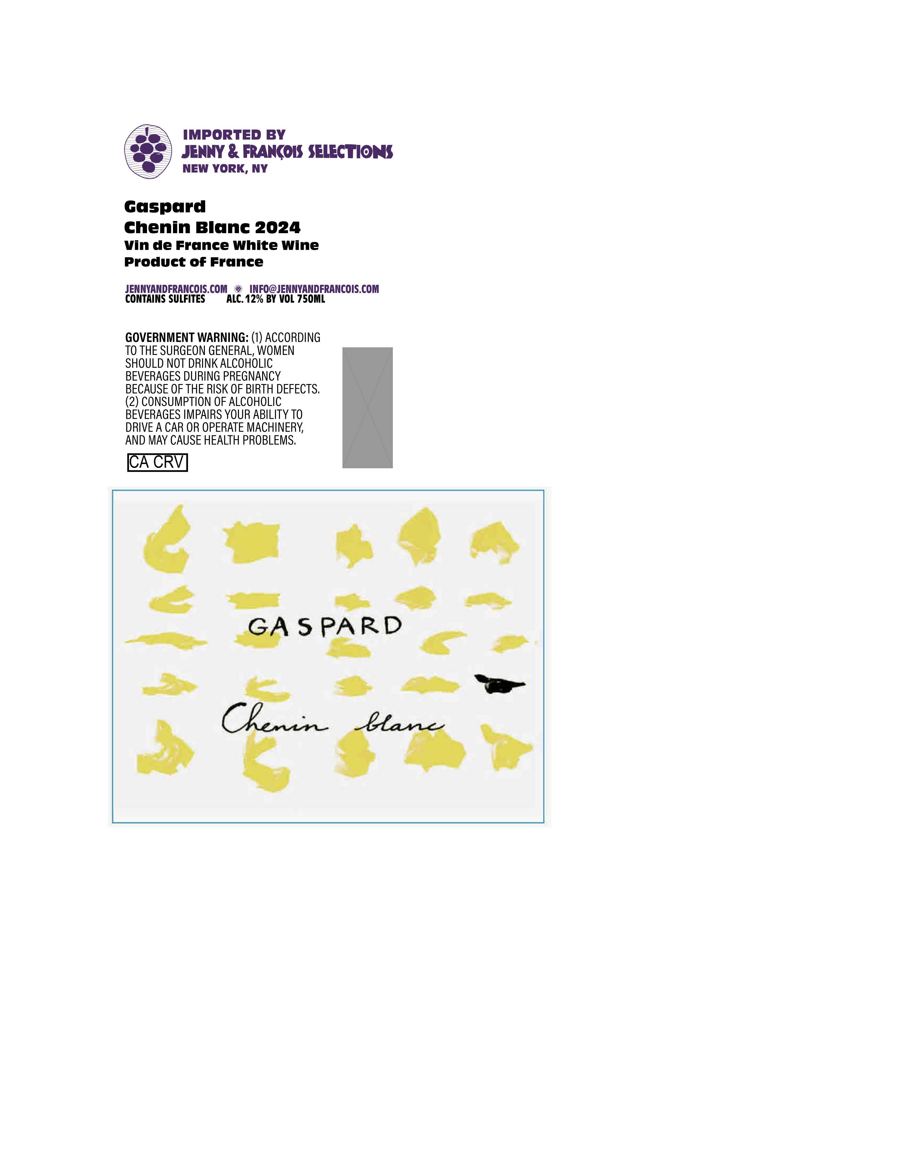 TABC label artwork for Gaspard, Chenin Blanc