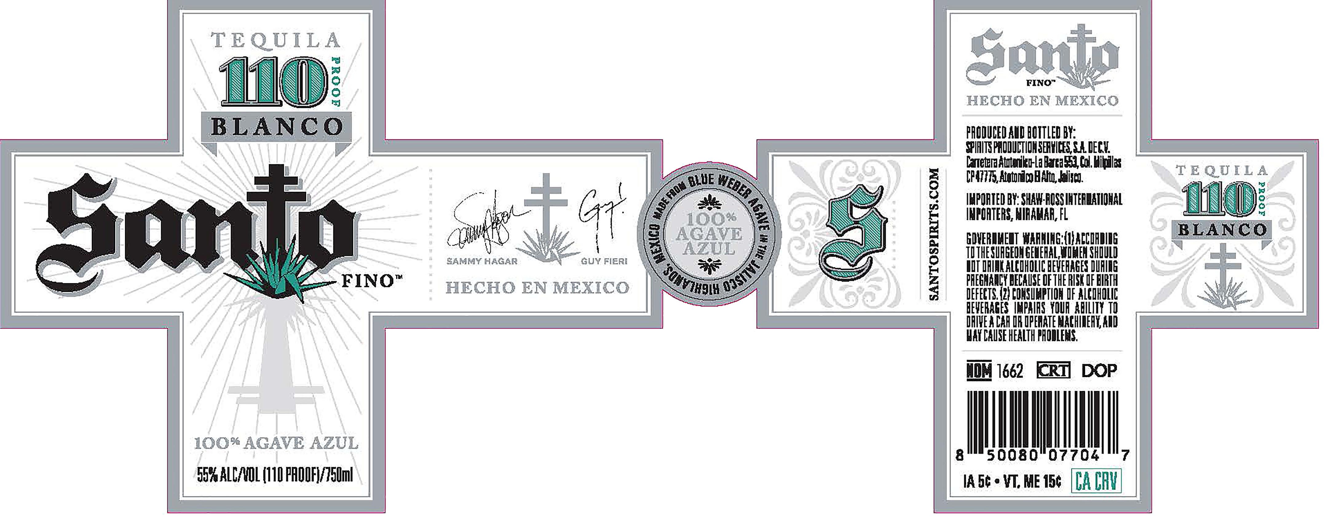 TABC label artwork for Santo Fino Blanco 110