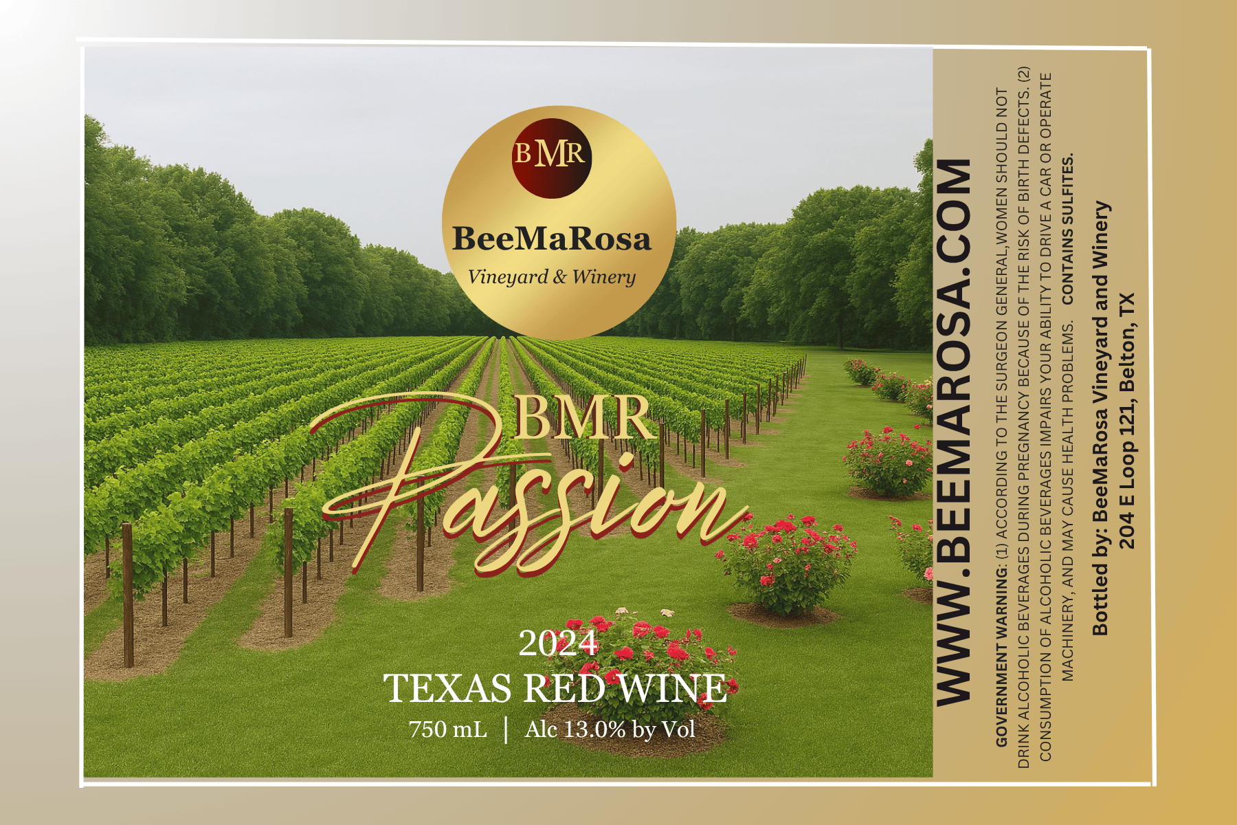 TABC label artwork for BEEMAROSA VINEYARD & WINERY BMR PASSION 2024