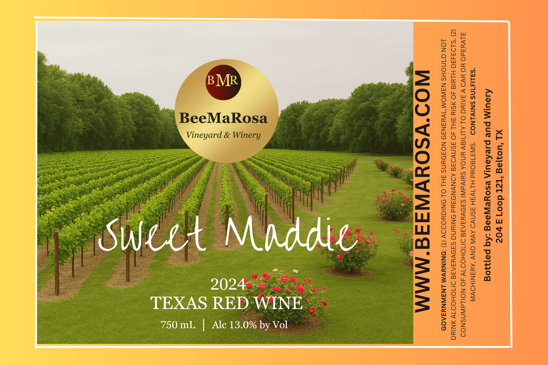 TABC label artwork for BEEMAROSA VINEYARD & WINERY SWEET MADDIE 2024