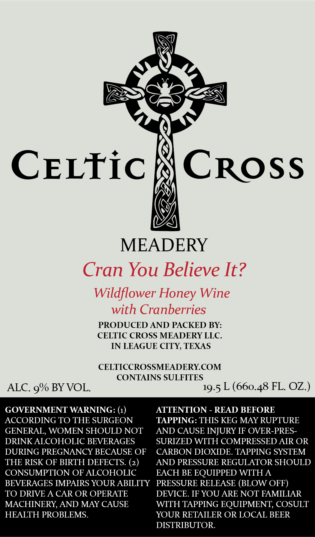 TABC label artwork for CELTIC CROSS MEADERY CRAN YOU BELIEVE IT?