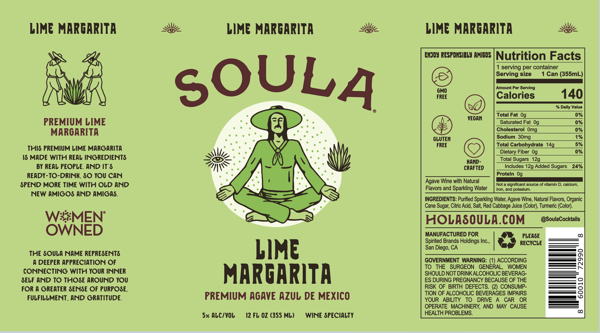 TABC label artwork for Soula - Lime Margarita